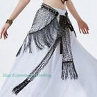 Tribal Fusion Bellydance Accessories Fringe Wrap Belts Hip Scarf Metallic Studs