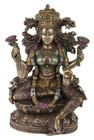 9 1 4  Hindu Power Goddess Fortune Lakshmi Sitting On Lotus Statue Bronze Color