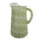 Vintage Retro Green Atomic Avacado Spaghetti String Glass Pitcher Mcm Midcentury