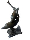 Vtg Brass Dolphins Sculpture Statue15  X 11 5  Inches Heavy   70 s 80 s Marine