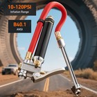 Heavy-duty Tire Pressure Gauge With Inflator  Dual Head Air Chuck  10-120 Psi