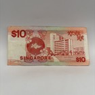 Singapore  10 Dollars Banknote Circulated Free Shipping In Rigid Sleeve