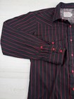 Vtg H Bar C Western Shirt Black Red Striped Cowboy Usa Made 70s 80s Mens 16 5-35