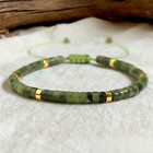 Natural Nephrite Jade Dainty Bracelet Green Gemstone Minimalist Healing Jewelry