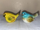 Lot 2 Ganz Yellow Blue Bird Figure Leaf Wing Glossy Finish 2 75  X 1 75   tote3l