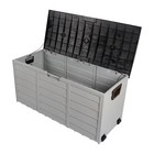 Outdoor All Weather Pool Deck Box Storage Shed Bin Backyard Patio With Wheels