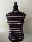 Modern Works Brown white Striped V-neck Sleeveless Bow Front Top Size S