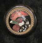 Fabulous Antique Enamel On Bakelite Rooster Button