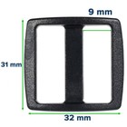 Paracord Planet 1 Inch Wide Mouth Tri-glides - Black Plastic For Bulky Webbing
