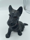 Hubley Antique Cast Iron Scottie Terrier Dog Bank Black With Red Collar 5    Tall