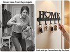 Wall Mount Key Holder Rack Metal Key Hooks Entryway Organizer Black
