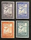 Travelstamps  1944 Zanzibar Stamps Scott  218-221 Ship Mint Mnh Og