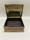 Vintage Etched Enamel Box Burgundy Floral Hinged Lid Wood Lined Smoke Trinket