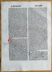 Decorative Rubricated Incunable Leaf T  Aquinas Opuscula Venice  a  - 1490
