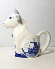 Vintage Hand Painted Delft Blue White Coffee Creamer Sitting Cow Euc Holland