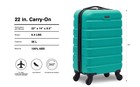 Wrangler 22  Hardside Spinner Carry-on Luggage  Teal 22-inch  