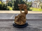 Vintage Golden Chinese Feng Shui Dragon Figurine On Base - About 2 75 lx3 75 h