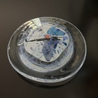 Vintage Gler Bergvik Of Iceland Flat Domed Blue Abstract Paperweight 1999 4 