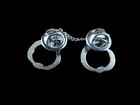 Handcuff With Chain Lapel Pin Tie Tac Or Hat Pin Double Post Design Silver Metal