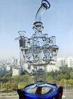 Blue Recycler Rig Eight Hearts Water Pipe Smoking Tire Bong With 14mm Bowl 12   