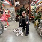 Siberian White Tiger Cub Life Size Statue Laying Safari Animal Display Prop