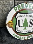 Vintage Smokey Bear Porcelain Sign - Forest Service Advertisement Prevent Sign