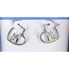 Bluey Heart Hoop Earrings Silver Tone Fine Silver Plated Nwt Gift Box Kids