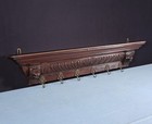 43  Antique French Solid Oak Coat Rack Hall Tree Wood Shelf Brass Hooks W lions