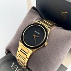 Bulova Men s Millennia Black Dial Gold Bracelet 41mm Quartz Watch 97a183