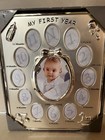Prinz My First Year Baby Photo Frame 13 Opening Silver Tone Collage 11x9