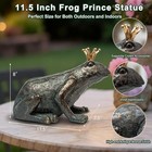 Whimsical Frog Prince Garden Statue Patina Style Frog Figurine Yard Home Decor