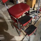 Vintage Cosco Red Step Stool Chair Mid Century Kitchen Ladder