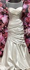 Justin Alexander 3753 Alabaster Satin Asymmetrical Mermaid Wedding Dress Size 12