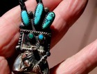 Old Doris Smallcanyon Navajo Sterling Silver Turquoise Stone Kachina Bolo Tie