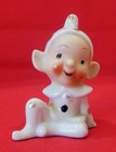 Ceramic Pixie Elf Figurines Boy   Girl Set White With Gold Polka Dots Japan