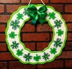 St  Patrick s Day Wreath Shaped 17 5  Door Sign Hand Painted Shamrocks