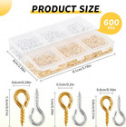 Eye Hooks Screw  600pcs Screw Eye Pins For Jewelry Making   metal Self Tapping Sma