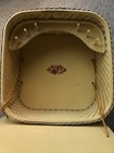 Vintage Yellow Wicker Harvey Princess Square Sewing Basket Box Floral Grannycore