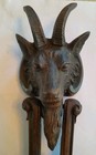 Fine Large Antique Kenrick Cast Iron Rams Head Door Knocker Satanic Demonic