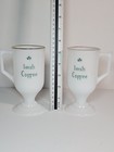Vintage Irish Coffee Milk Glass Mugs Footed Pedestal Shamrocks Gold Rim Lot Of 2