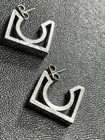 Vintage Square Silver Tone Metal Hoop Earrings