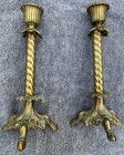 Candlesticks Antique French Gold Ornate Solid Brass Candlestick Pair 8  Tall