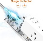 Power Strip Surge Protector 5ft Extension Cord 6 Outlets Wall Mount For Travel