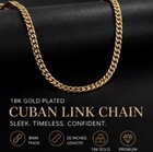 18k Gold Plated Cuban Link Chain Necklace 20in 8mm High Polish Box Clasp