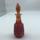Vintage West Germany Orange Red Glass Bottle Chip On Lid