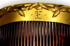 Monogram E Tortoise Shell Bakelite Decorative Hair Comb Brass Top Cattails Vtg