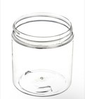 8 Oz Clear Straight Sided Plastic Jars - Ribbed Lined Cap - Bulk Pack Free Ship