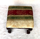 Vintage Wooden Upholstered Top Foot Stool Curved Legs