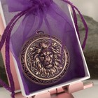Lion Locket Necklace  Antique Brass Art Nouveau Victorian Design  Renaissance