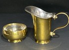 Italian Brass   Silver Plated Creamer   Sugar Bowl Set   Mcm   Made In Italy